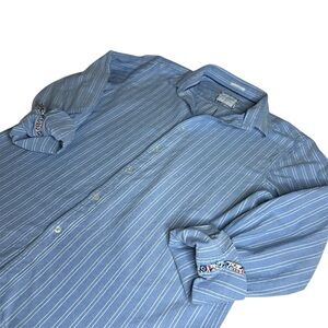 Denim and Flower Blue Striped Men's Shirt